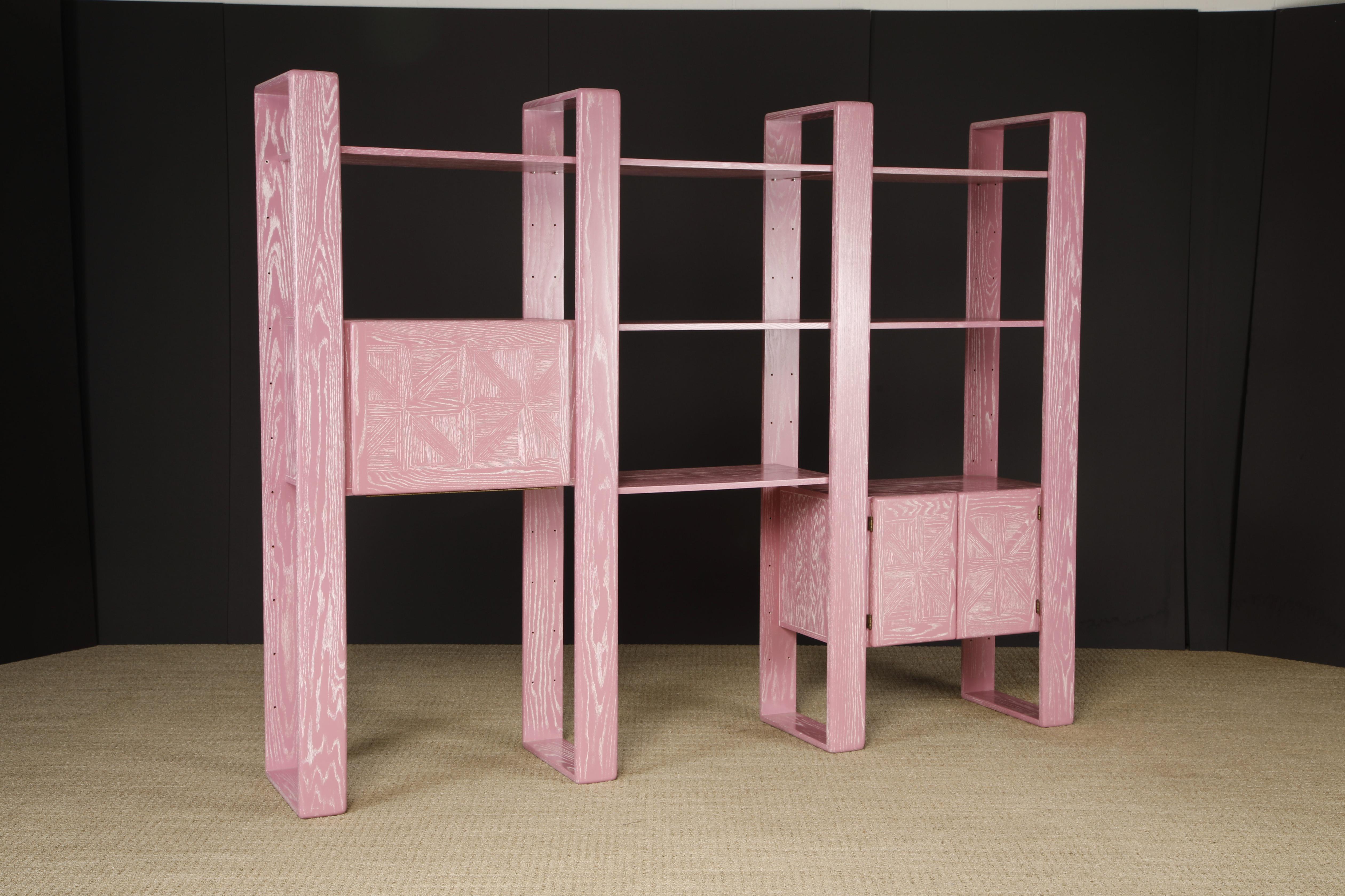 Separador de Estanterías Modular de Roble Cerusado Rosa de Lou Hodges, años 70 en venta 1