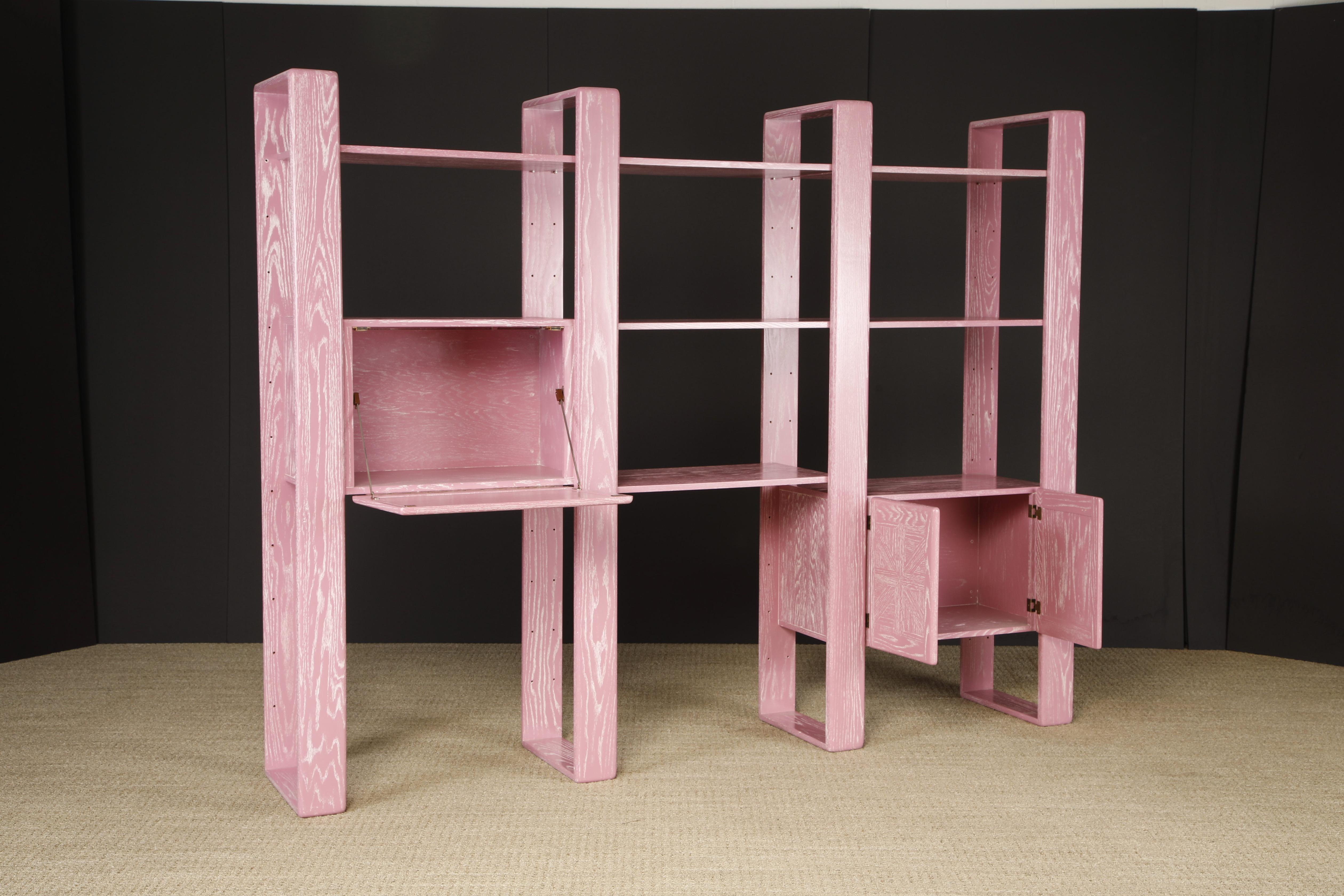 Separador de Estanterías Modular de Roble Cerusado Rosa de Lou Hodges, años 70 en venta 2