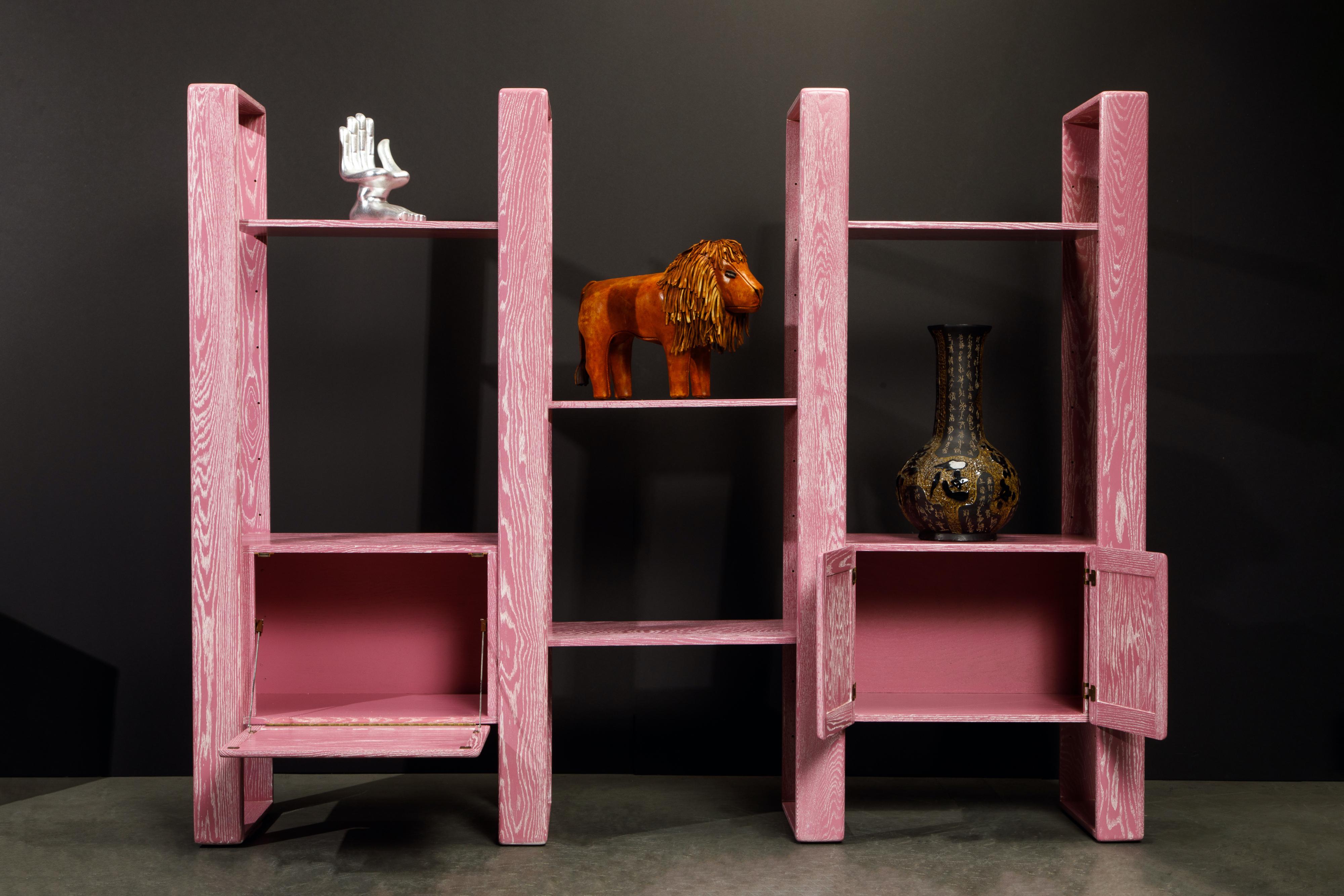 Pink Cerused Oak Modular Bookcase Room Divider by Lou Hodges, 1970s  3