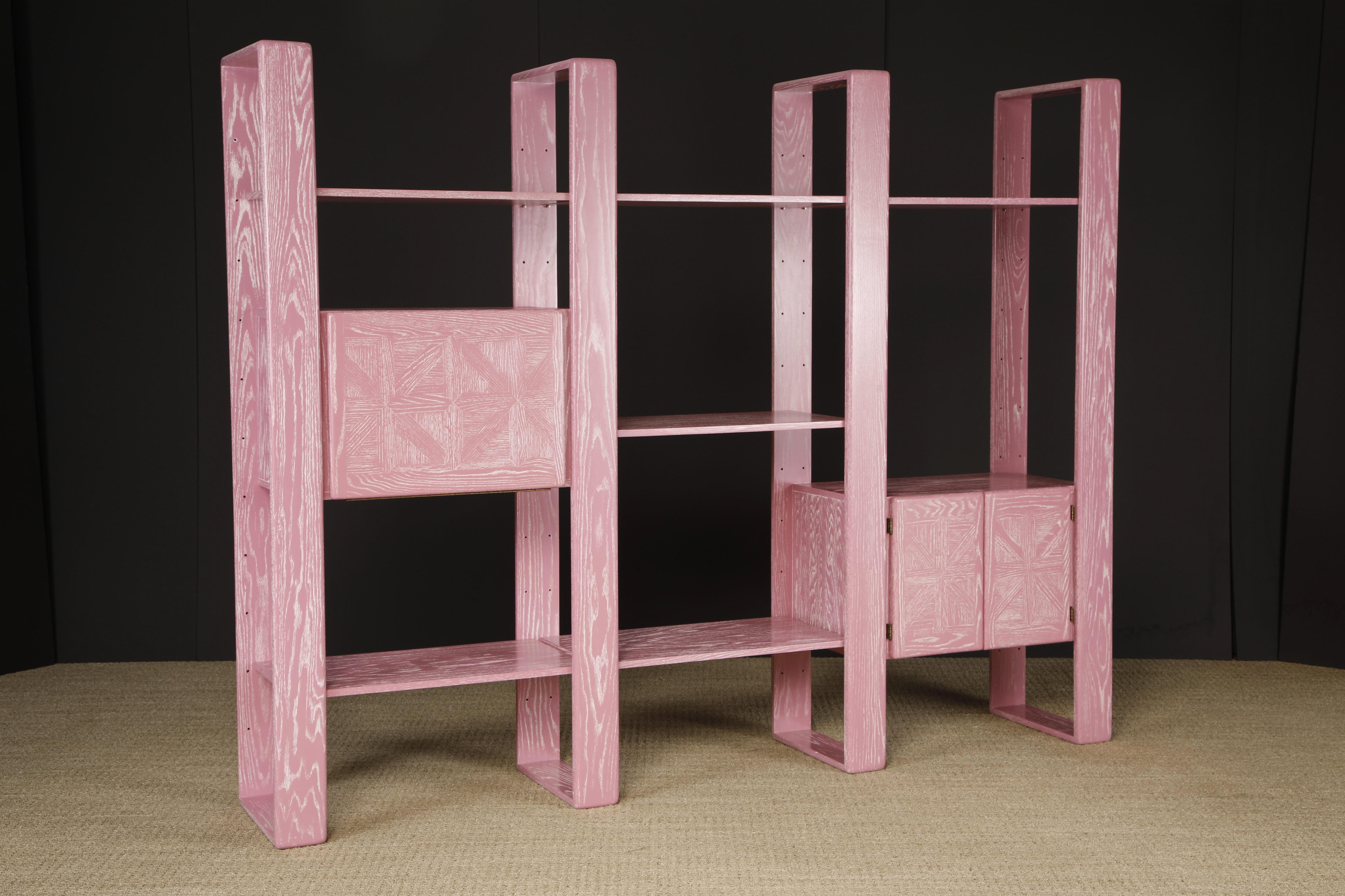 Separador de Estanterías Modular de Roble Cerusado Rosa de Lou Hodges, años 70 en venta 3
