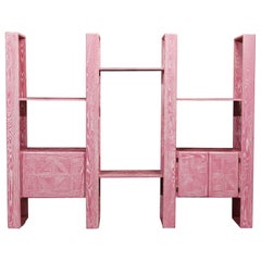 Séparation de pièce modulaire en chêne cérusé rose par Lou Hodges:: 1970