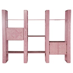 Separador de Estanterías Modular de Roble Cerusado Rosa de Lou Hodges, años 70