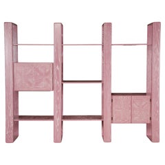 Pink Cerused Oak Modular Bookcase Room Divider by Lou Hodges, 1970s