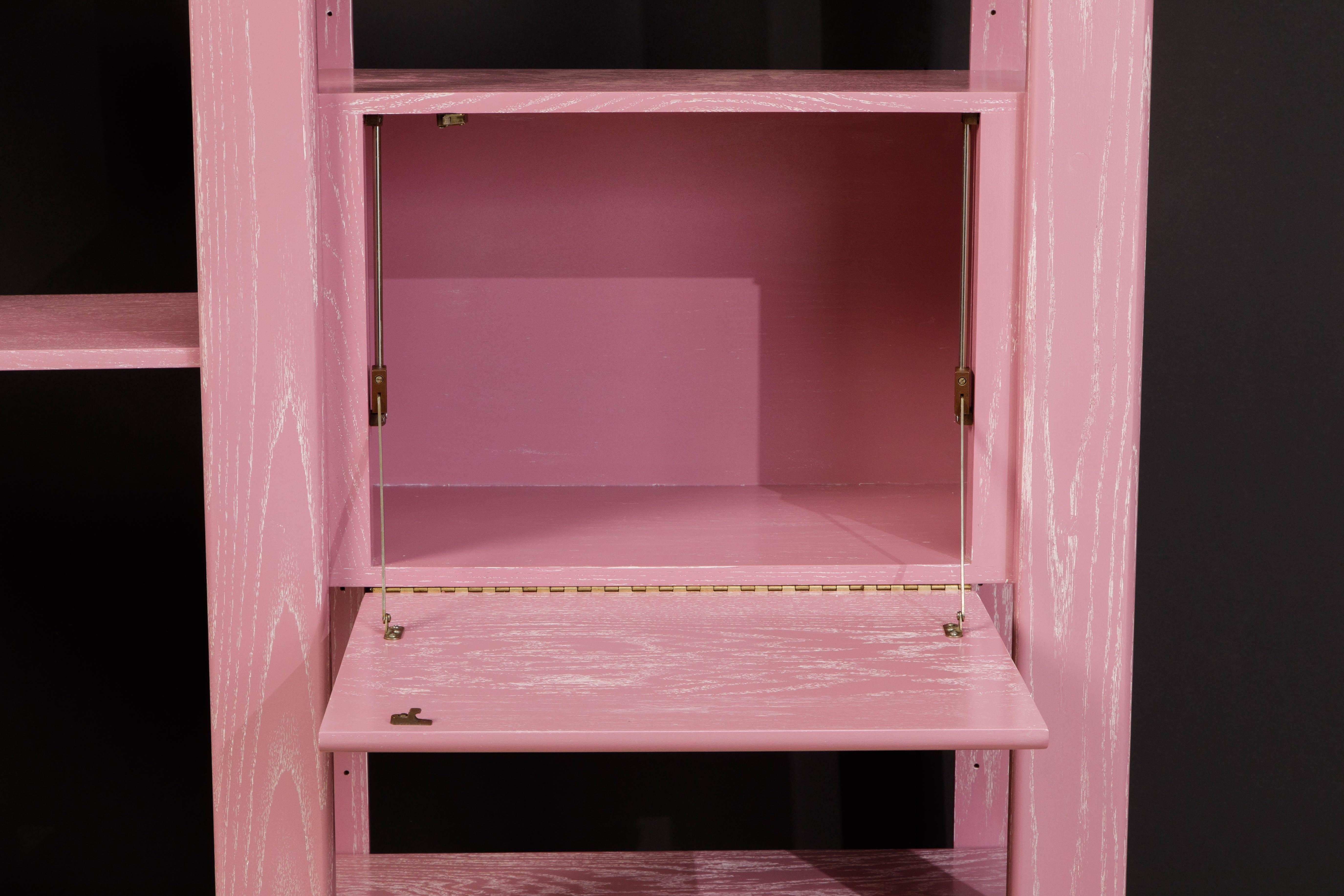 Pink Cerused Oak Modular Bookcase Room Divider by Lou Hodges, 1970s, Signed 3
