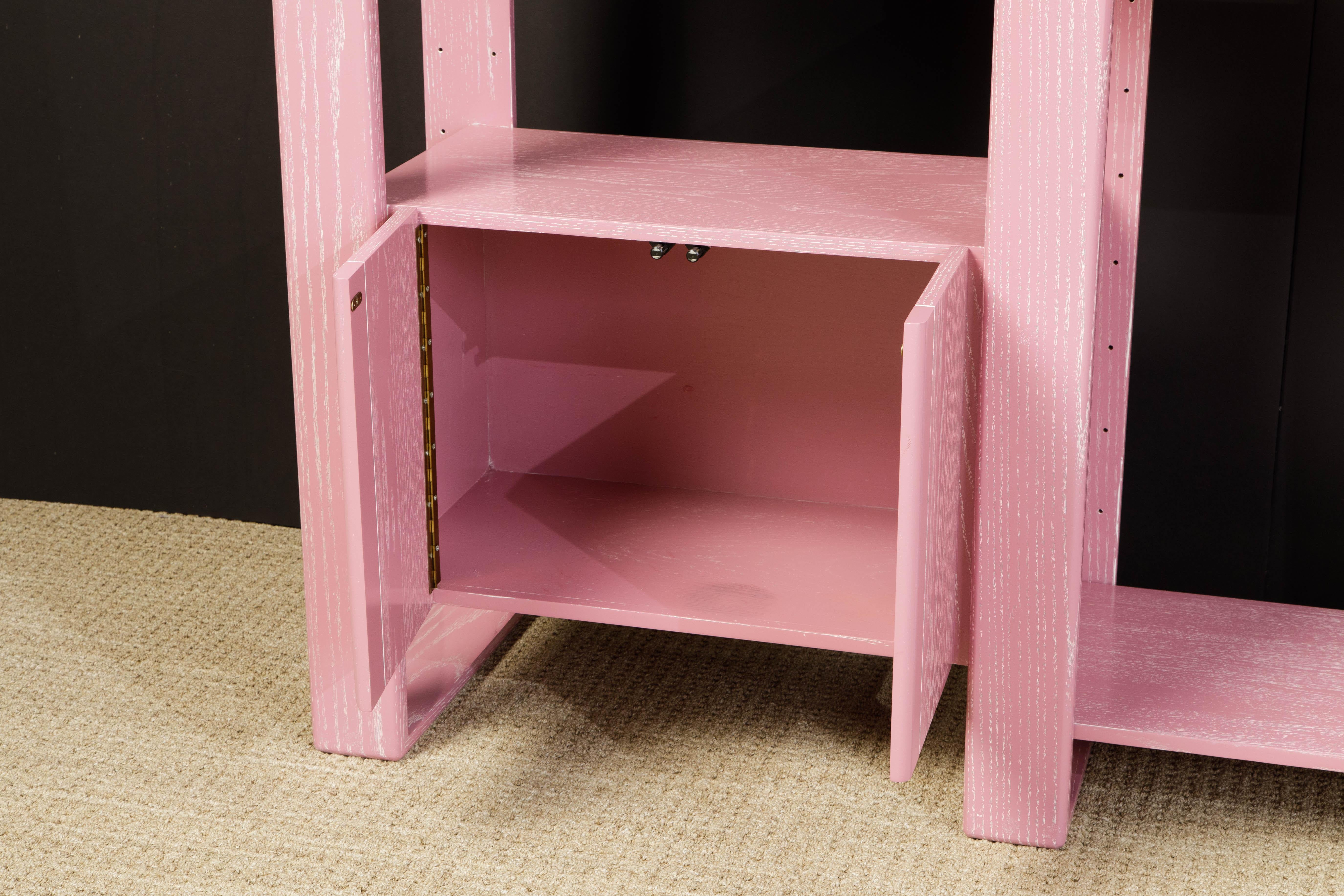 Pink Cerused Oak Modular Bookcase Room Divider by Lou Hodges, 1970s, Signed 8