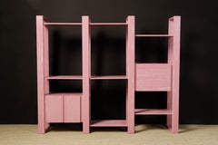 Libreria divisoria modulare in rovere rosa cerato di Lou Hodges, anni '70, firmata