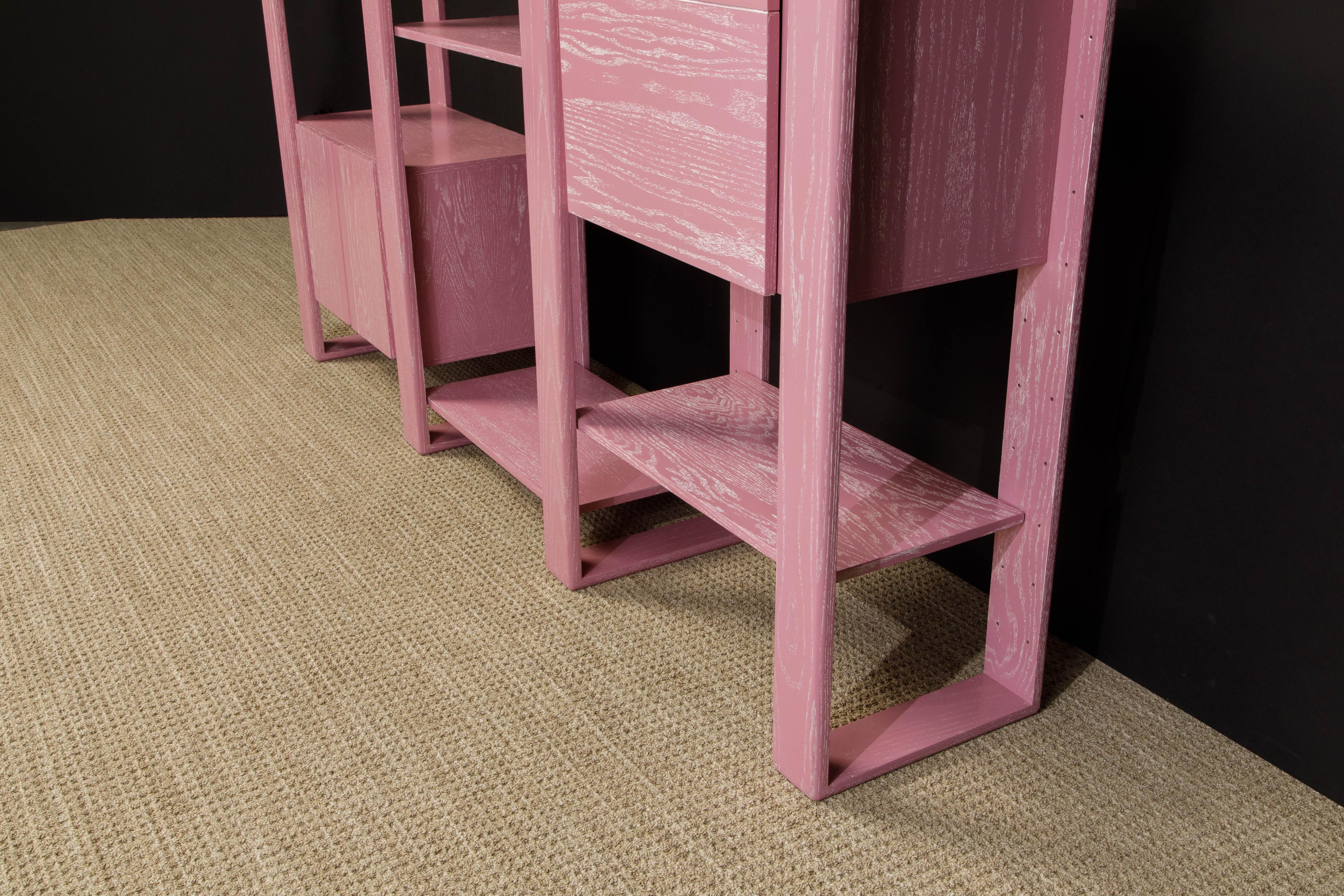 Late 20th Century Pink Cerused Oak Modular Bookcase Room Divider by Lou Hodges, 1970s, Signed