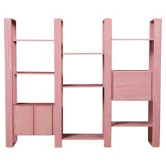 Pink Cerused Oak Modular Bookcase Room Divider by Lou Hodges, 1970s, Signed