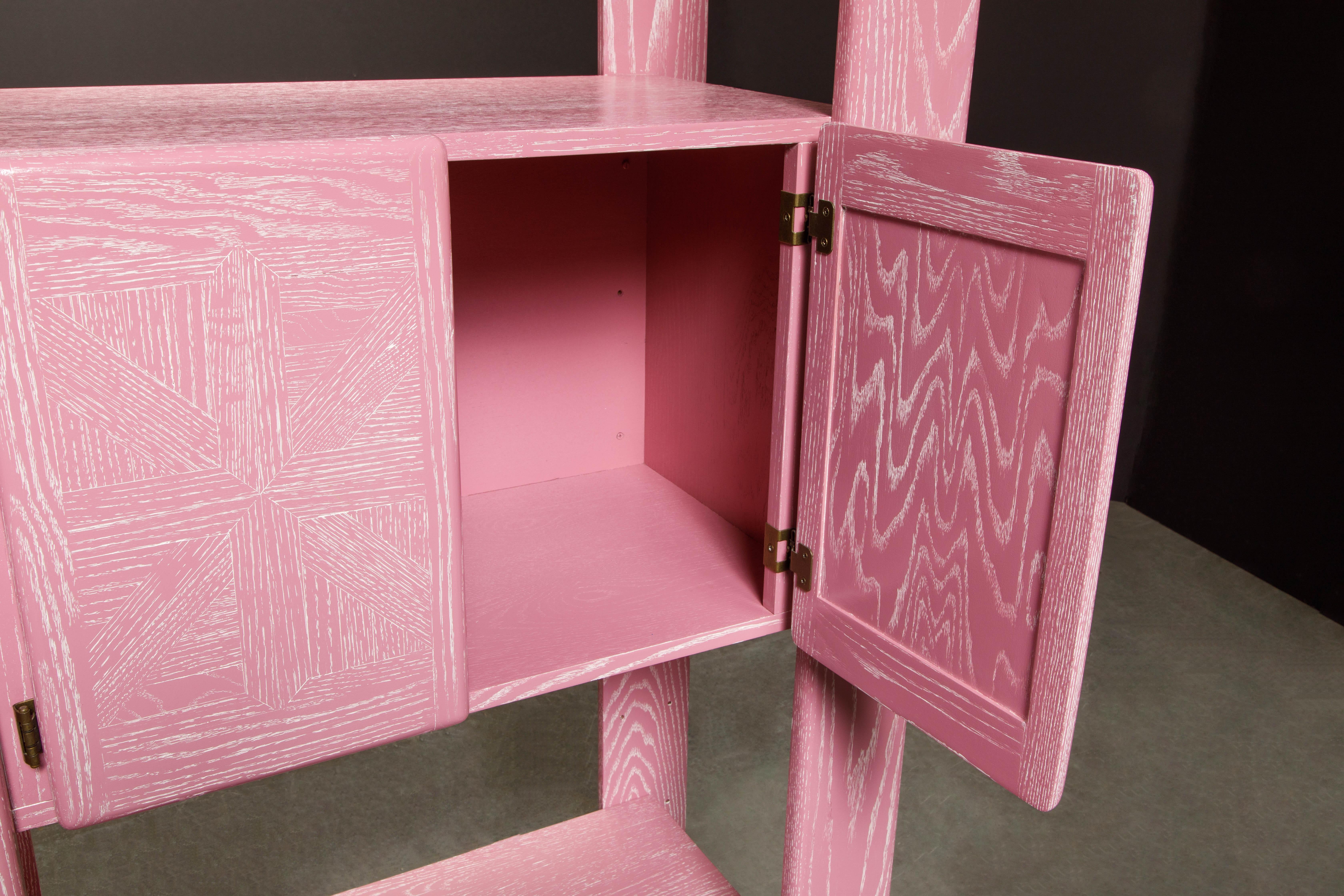 Pink Cerused Oak Modular Bookcase Room Divider Wall Unit by Lou Hodges, 1970s  7
