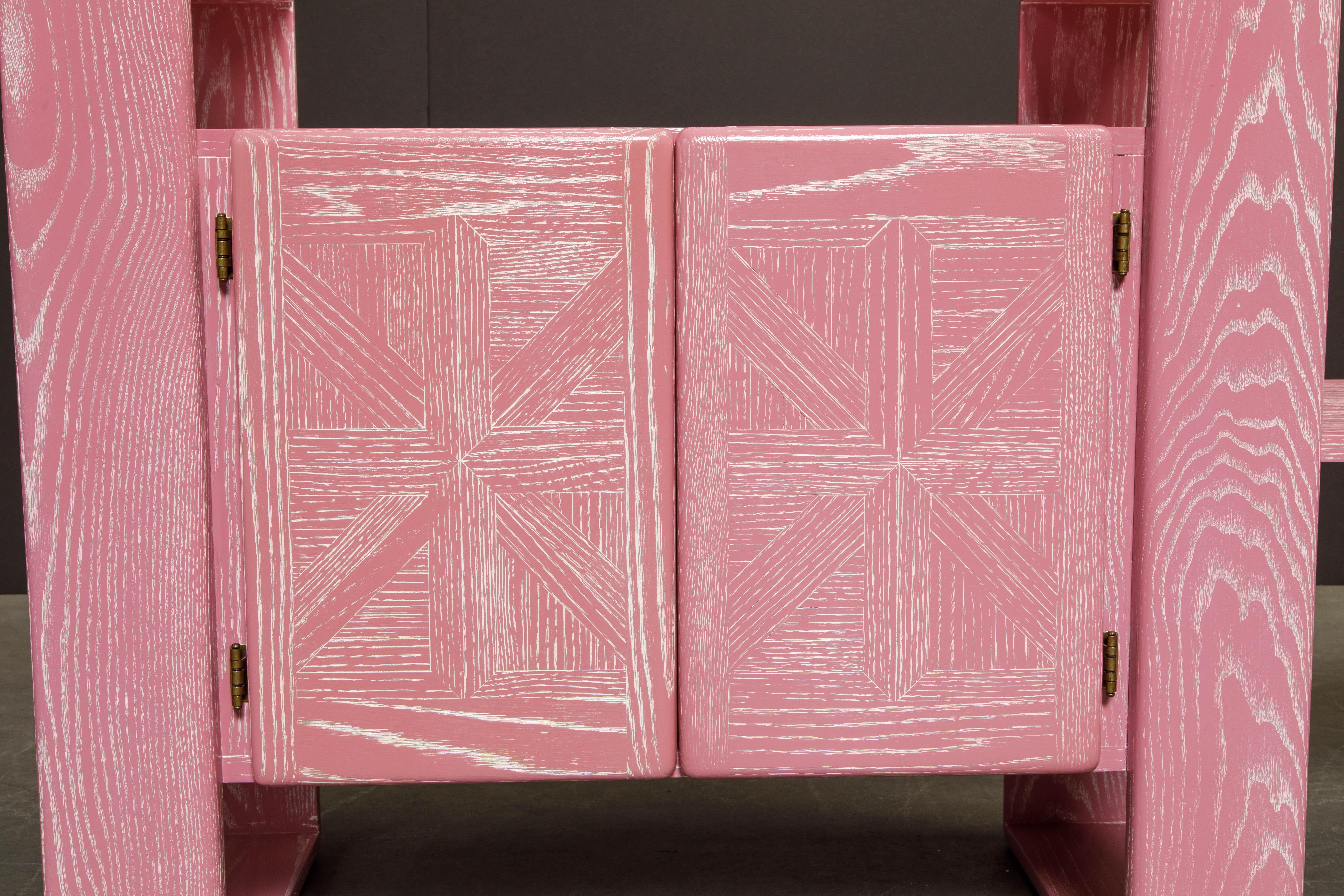 Pink Cerused Oak Modular Media Console Cabinets by Lou Hodges, 1970s  2