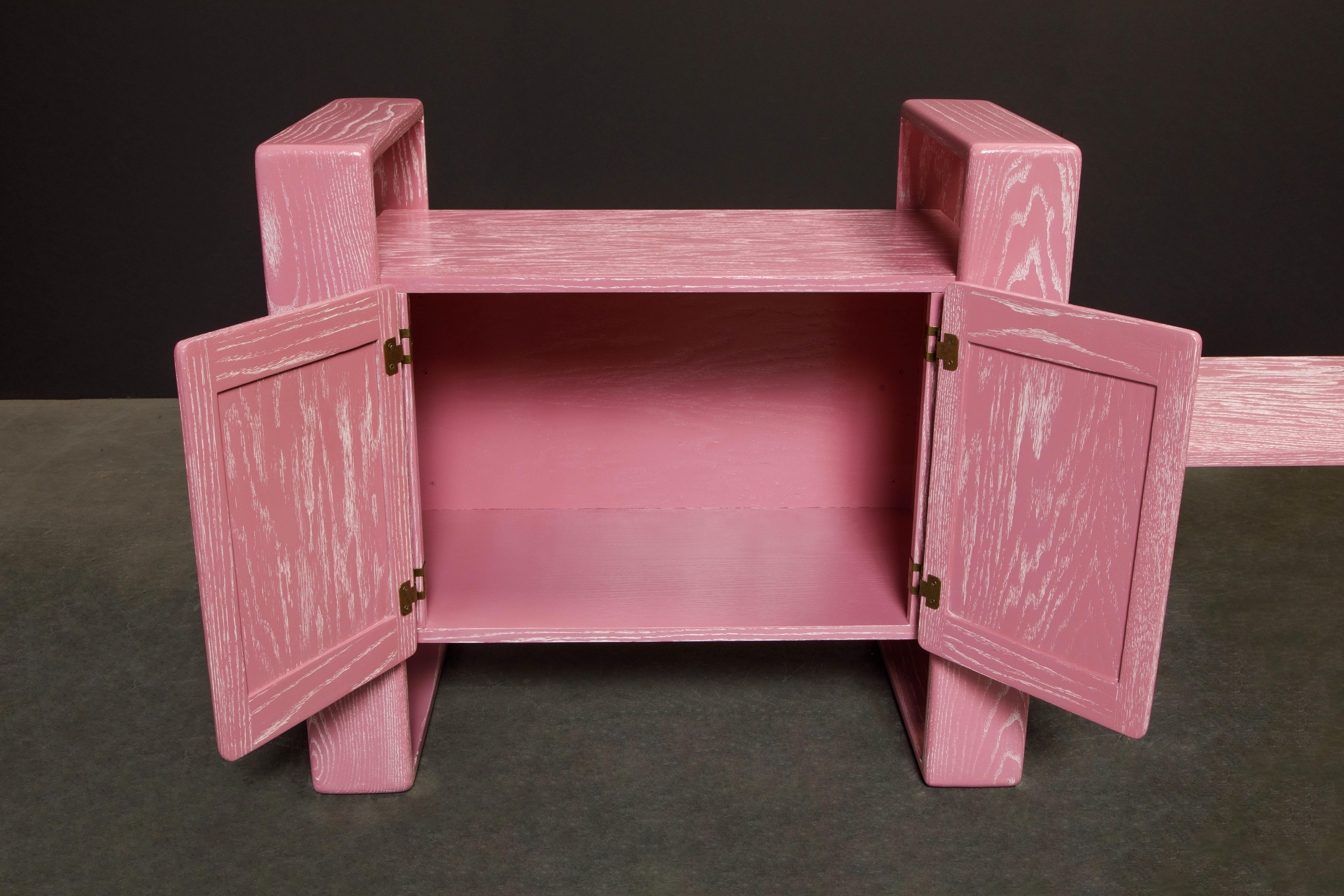 Pink Cerused Oak Modular Media Console Cabinets by Lou Hodges, 1970s  4