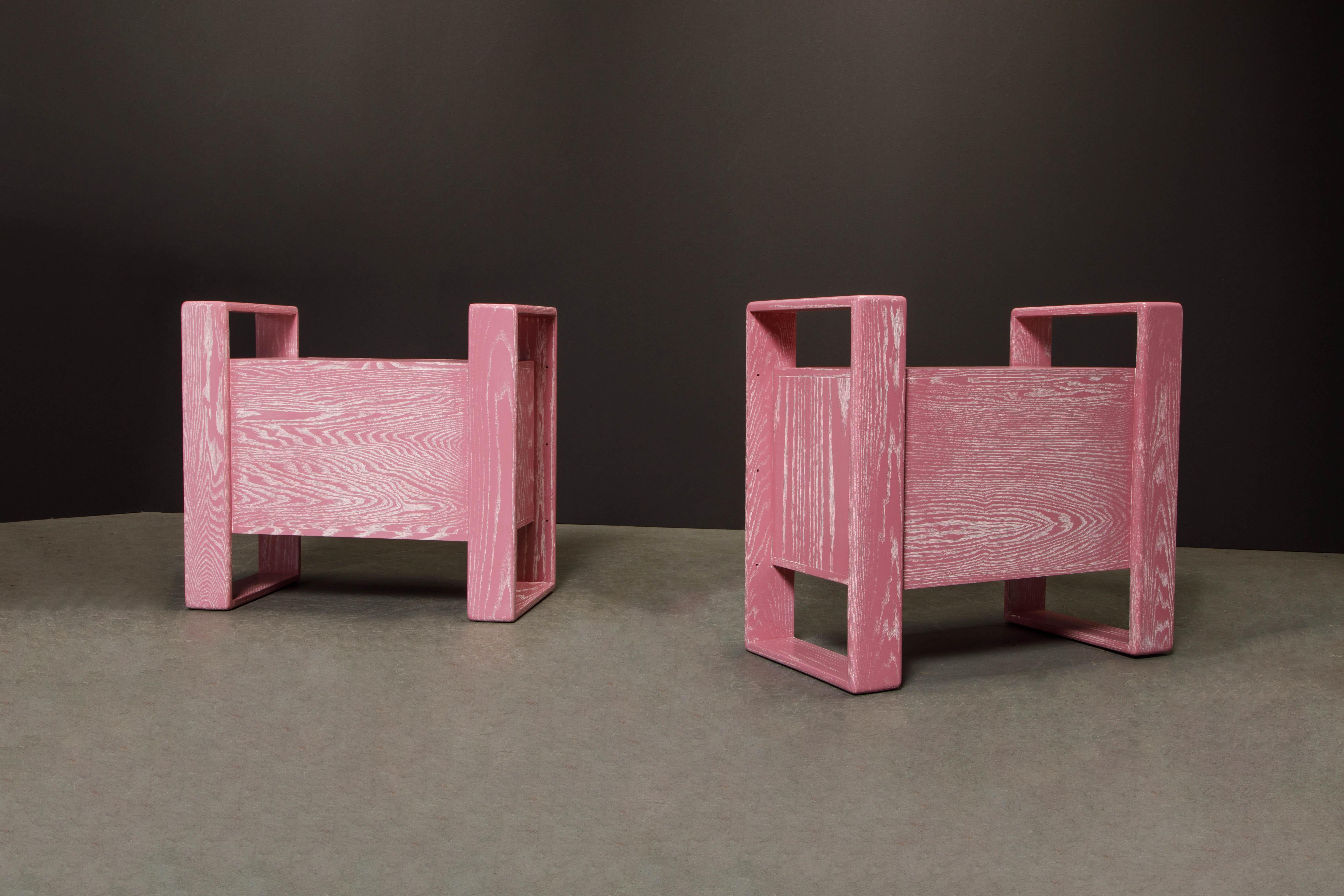 Pink Cerused Oak Modular Media Console Cabinets by Lou Hodges, 1970s  10
