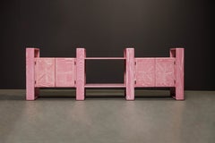 Pink Cerused Oak Modular Media Console Cabinets by Lou Hodges, 1970s