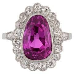 Pink Ceylon Sapphire and Diamond Coronet Cluster Ring, circa 1915