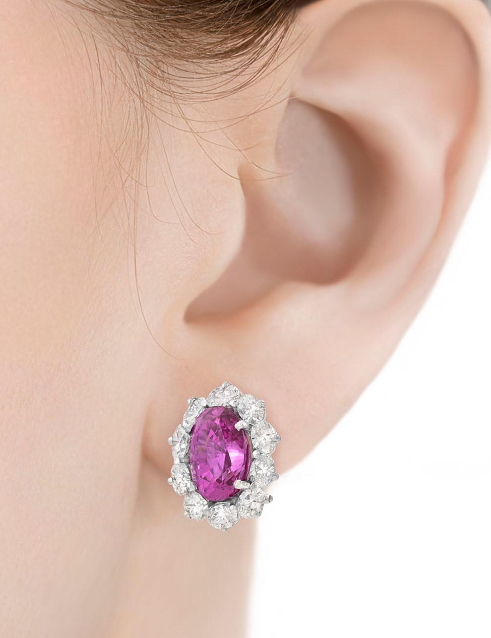 Modern Pink Ceylon Sapphire and Diamond Earrings