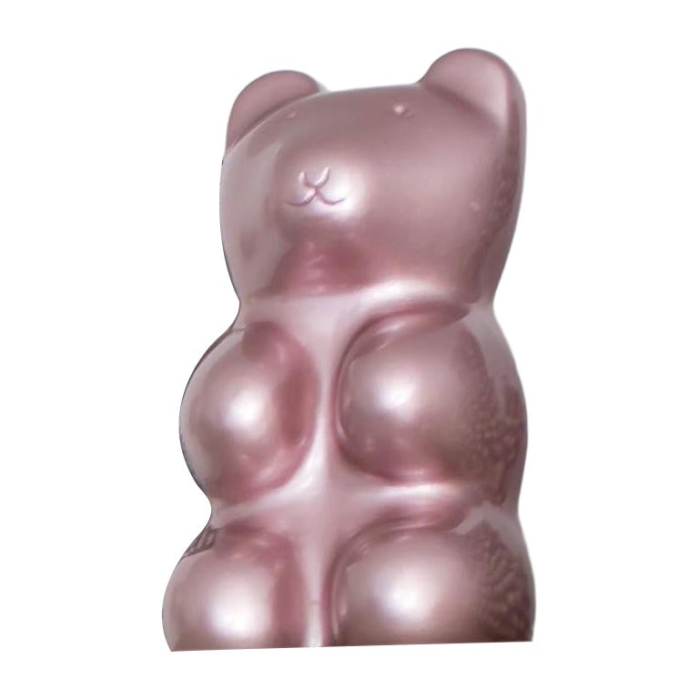 Pink Champagne Gummy Bear Sculpture - Handmade Clay Sculpture For Sale