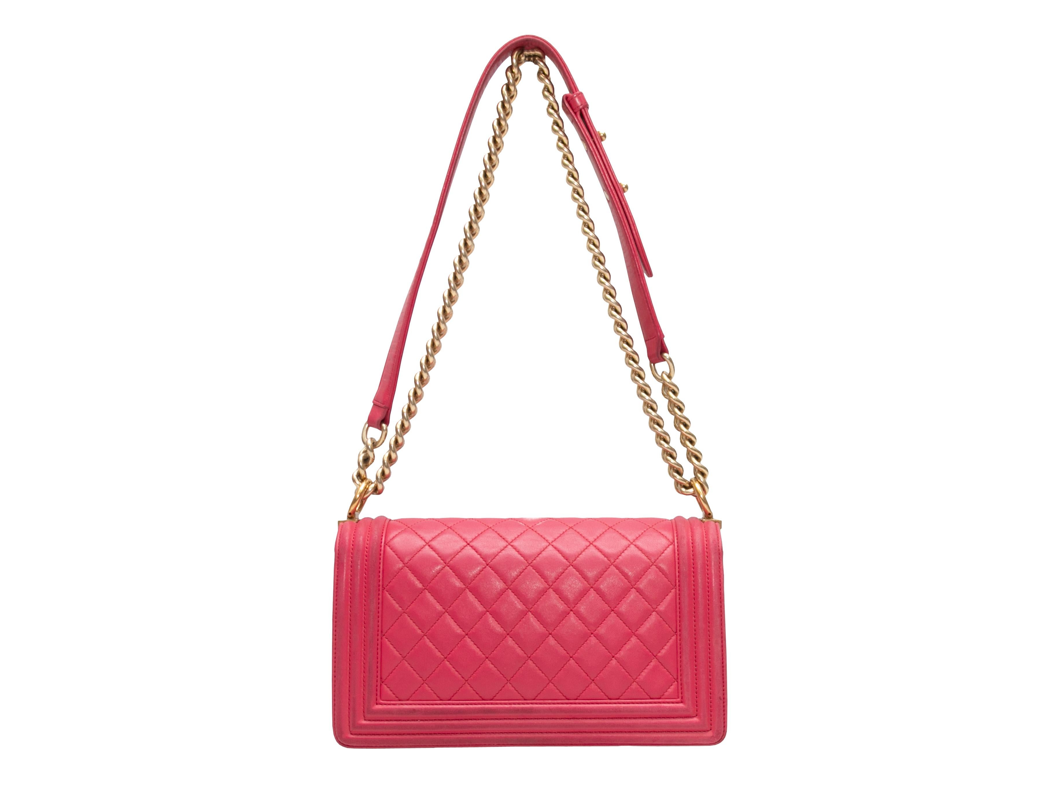 Pink Chanel 2017 Medium Quilted Boy Bag In Good Condition For Sale In New York, NY