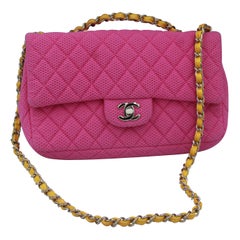 Retro Pink Chanel Timeless Sport Bag with yellow chain