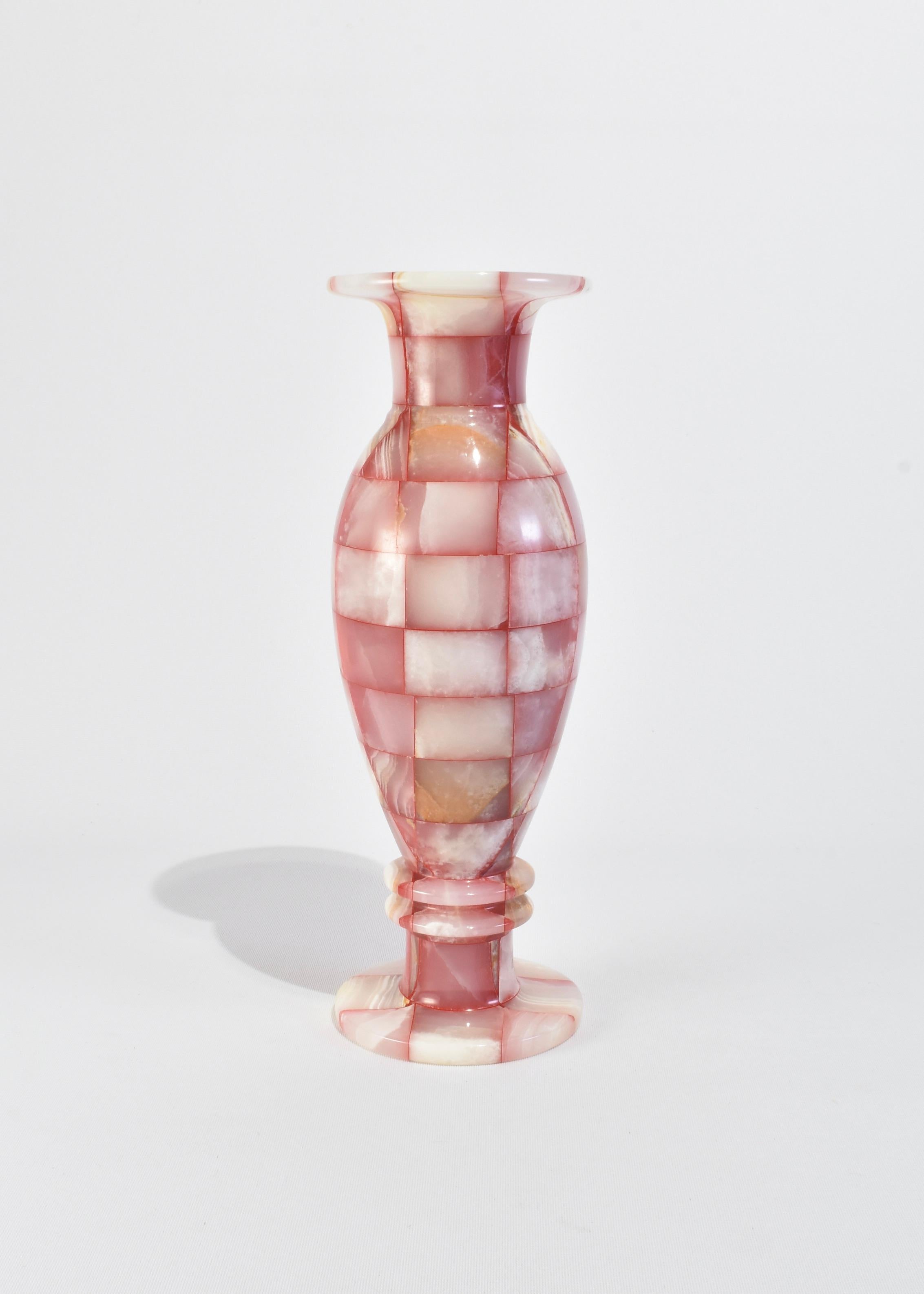 pink checkered vase