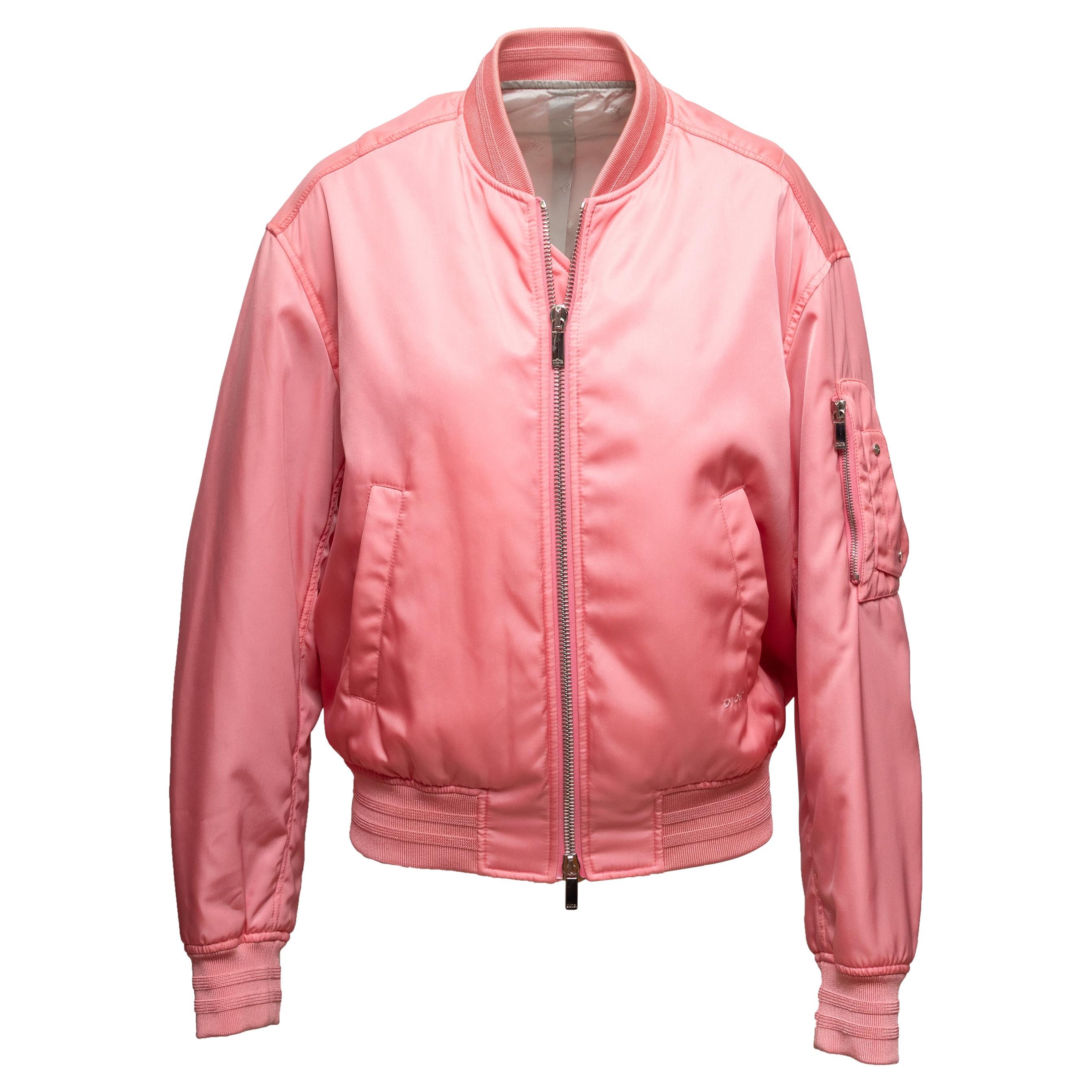 Giacca bomber in raso rosa Christian Dior taglia FR 46
