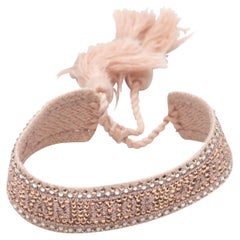 Pink Christian Dior Woven Crystal-Embellished Bracelet