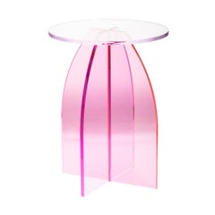 Pink Circular Acrylic Bedside Tables, Sheer by Carnevale Studio
