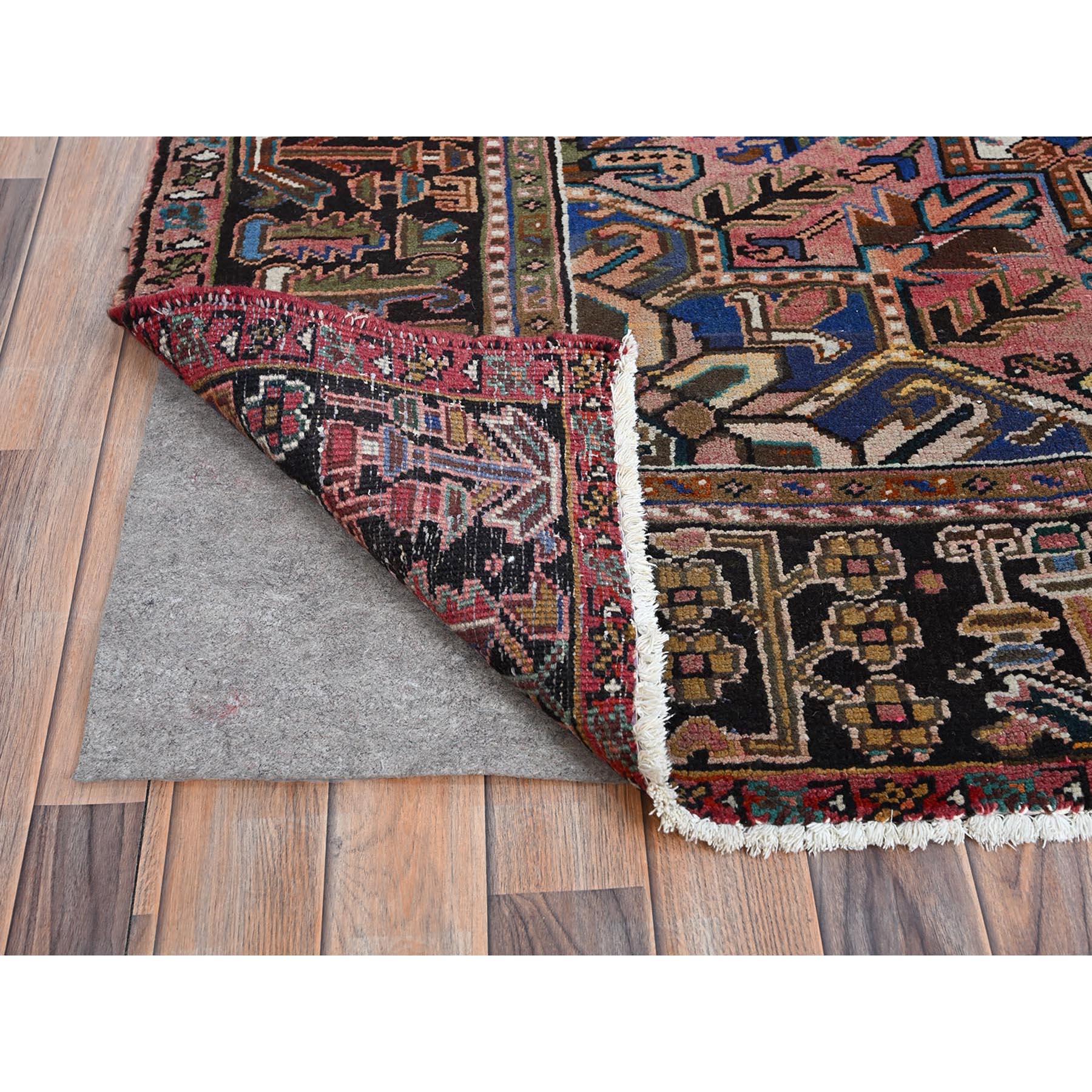 Mid-20th Century Pink Clean Hand Knotted Wool Vintage Persian Heriz Rustic Look Worn Down Rug For Sale