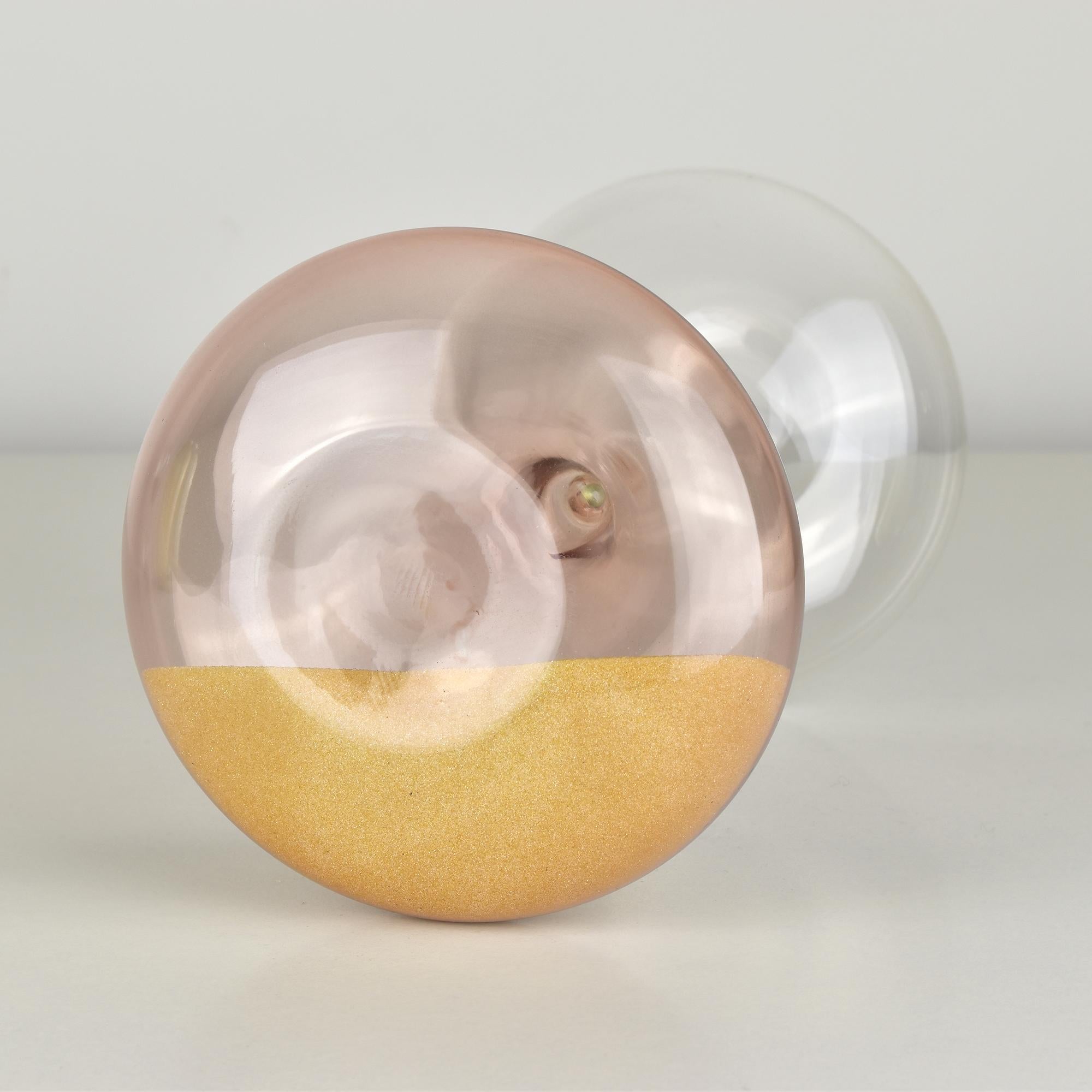 Mid-Century Modern Pink & Clear Hourglass Murano Studio Art Glass Objects Venini Style For Sale