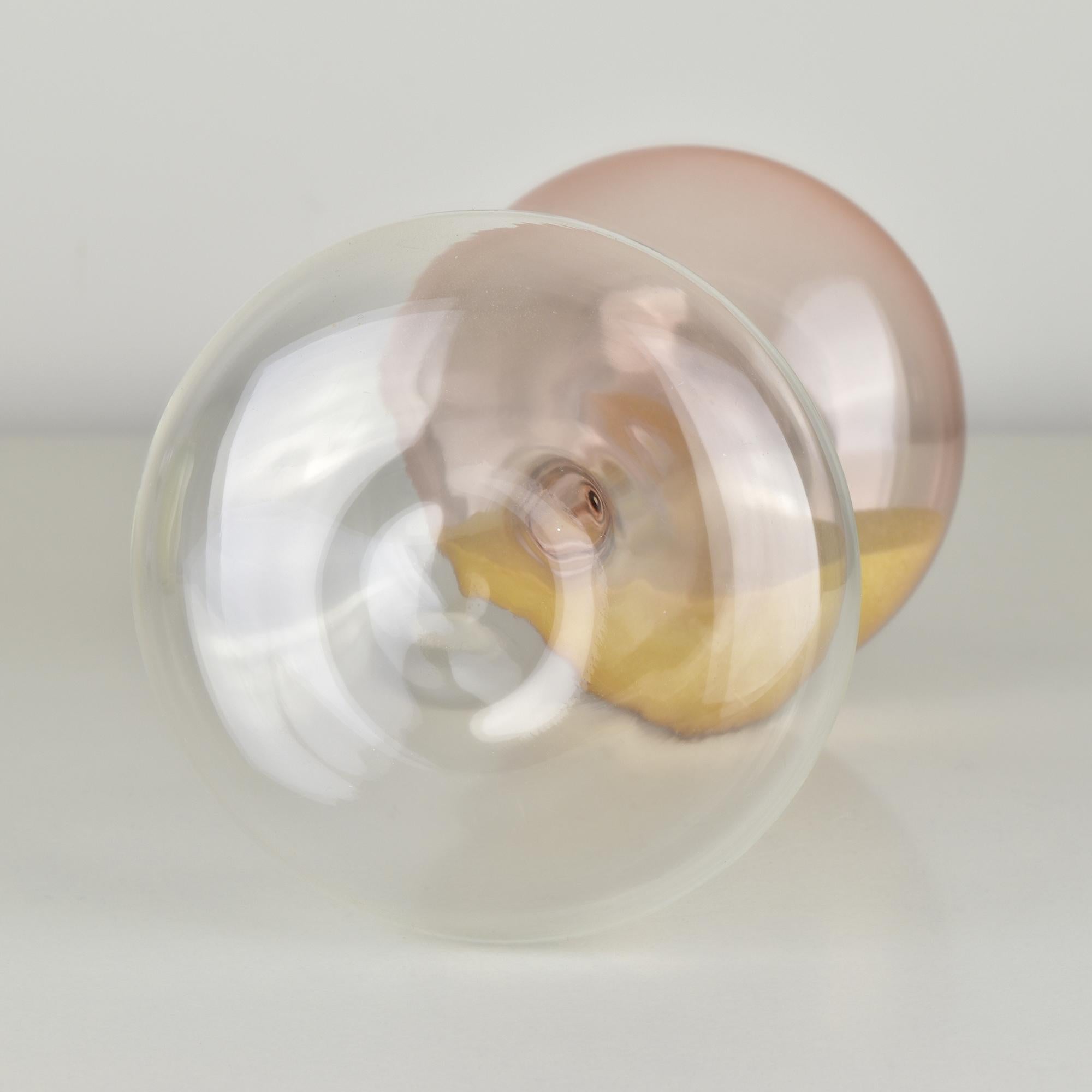Italian Pink & Clear Hourglass Murano Studio Art Glass Objects Venini Style For Sale