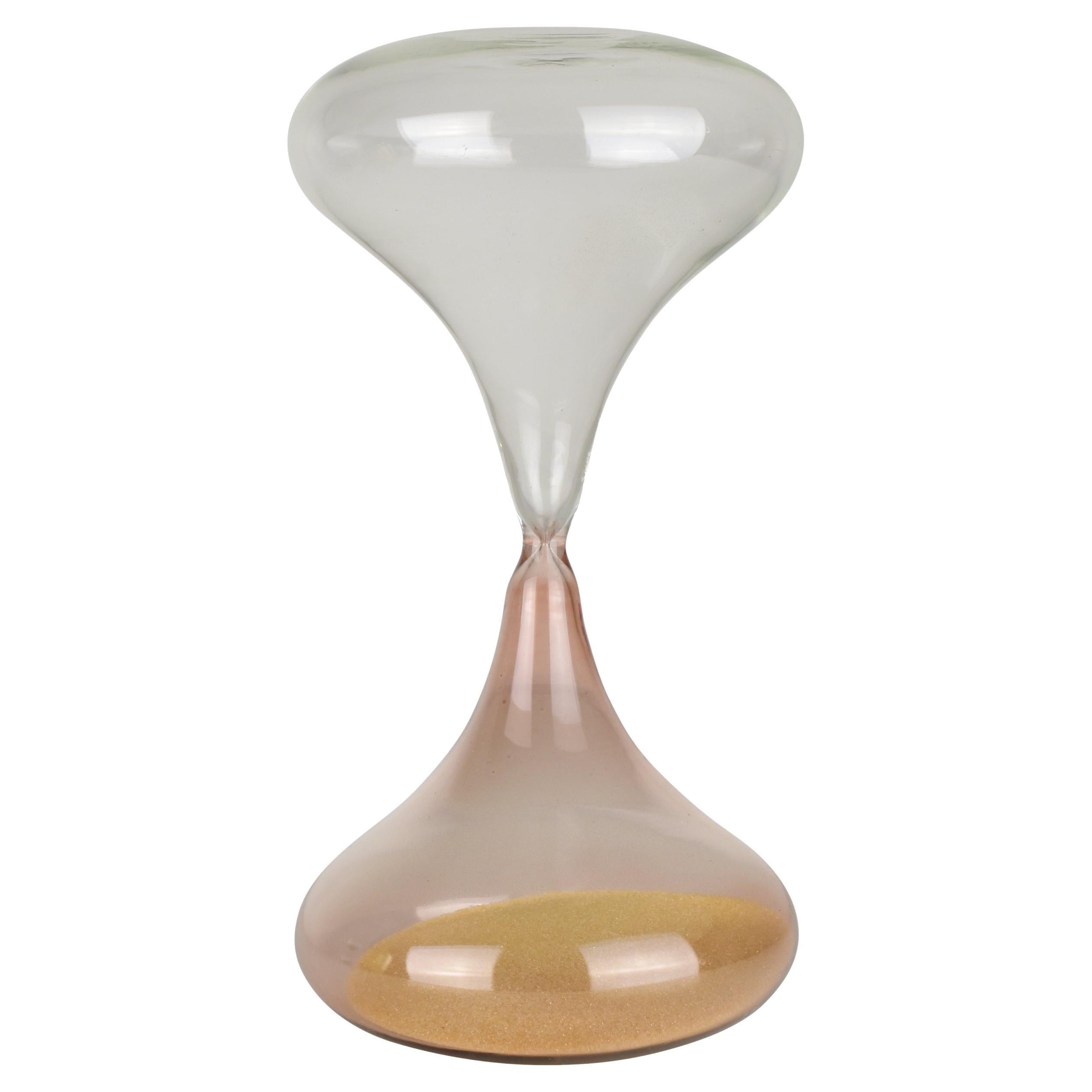 Rosa & Klare Sanduhr Murano Studio-Kunstglas-Objekte im Venini-Stil aus Muranoglas