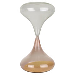 Sablier rose et transparent Murano Studio Art Glass Objects Venini Style