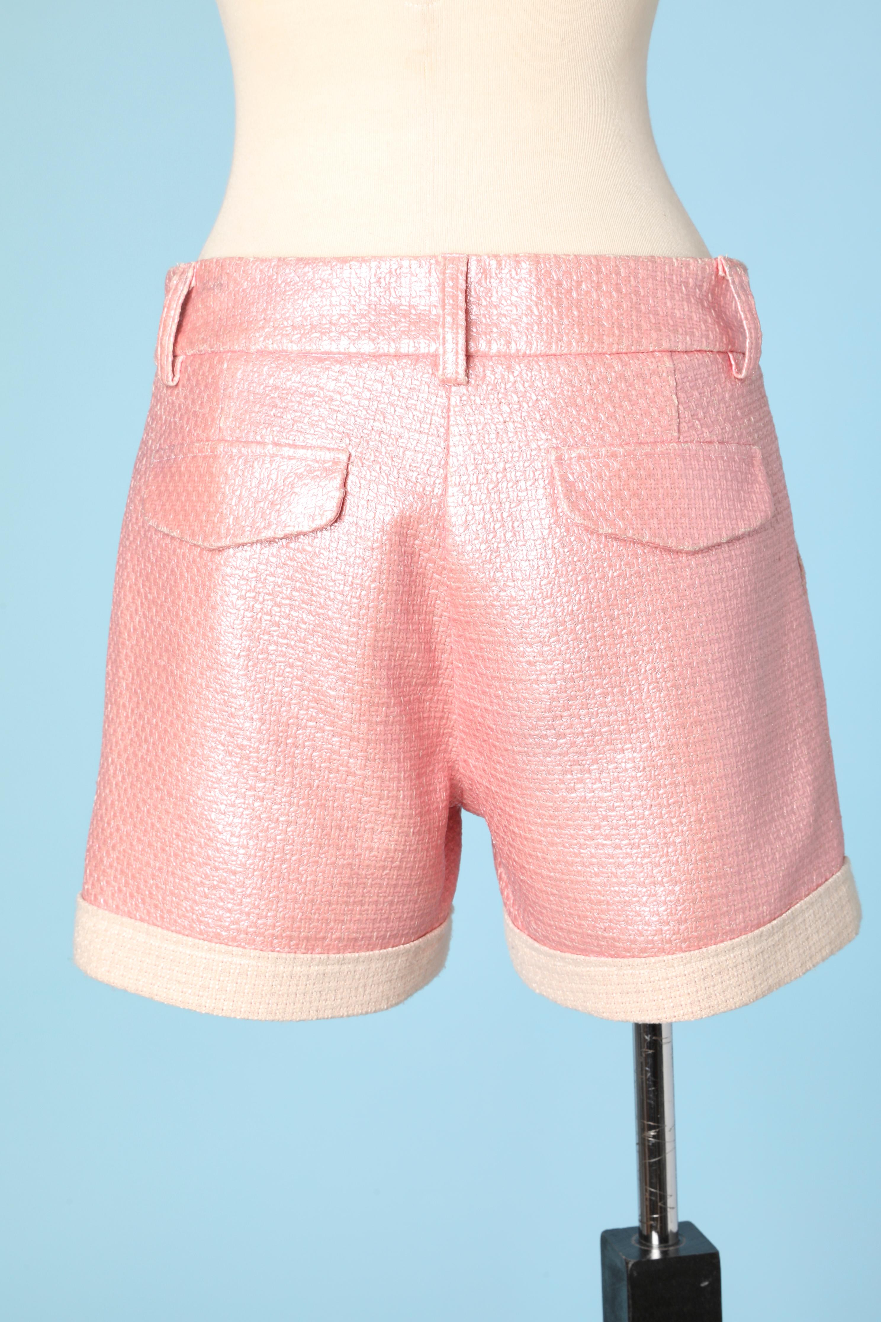 White Pink coated cotton and wool short Chanel 