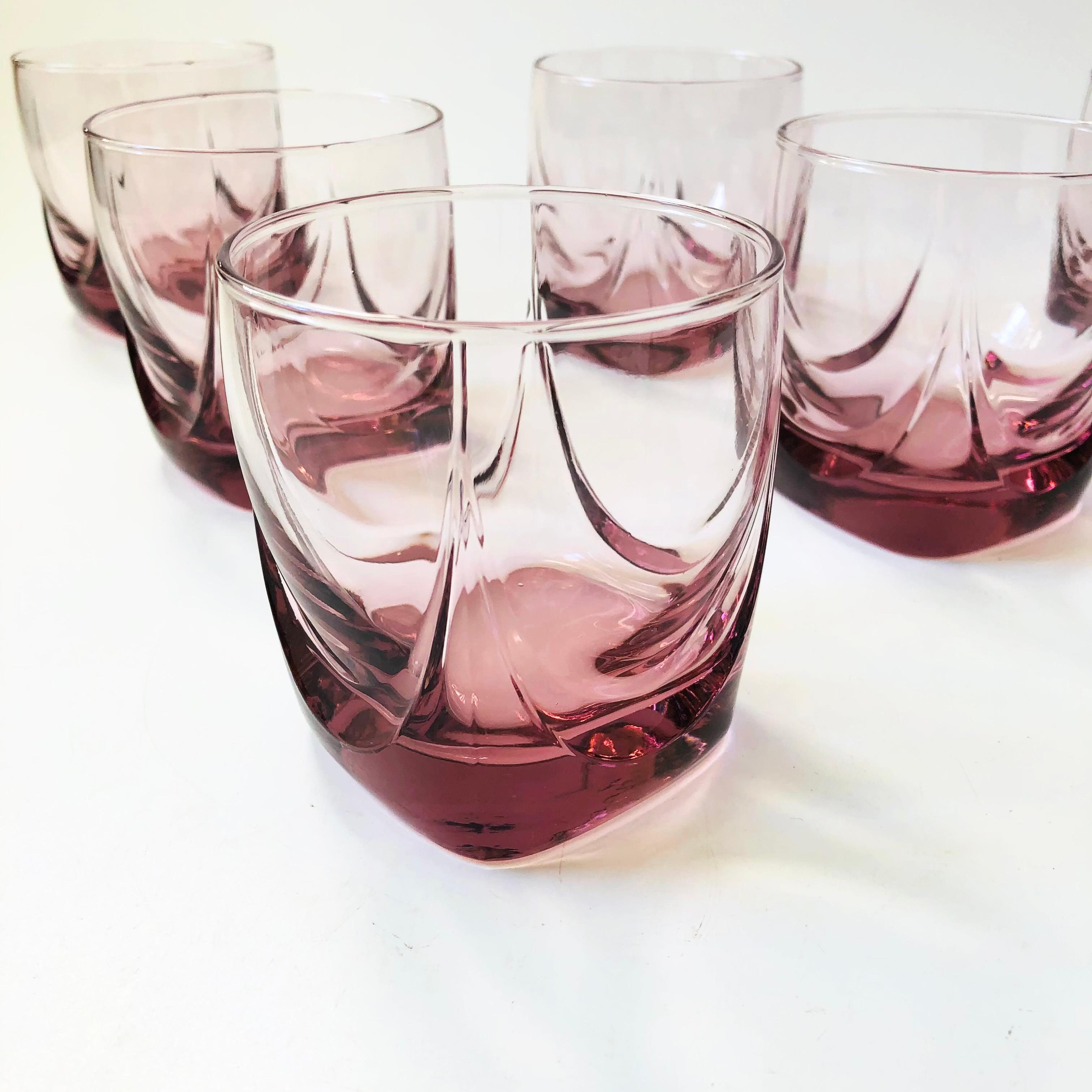 Post-Modern Pink Cocktail Glasses - Set of 6 For Sale