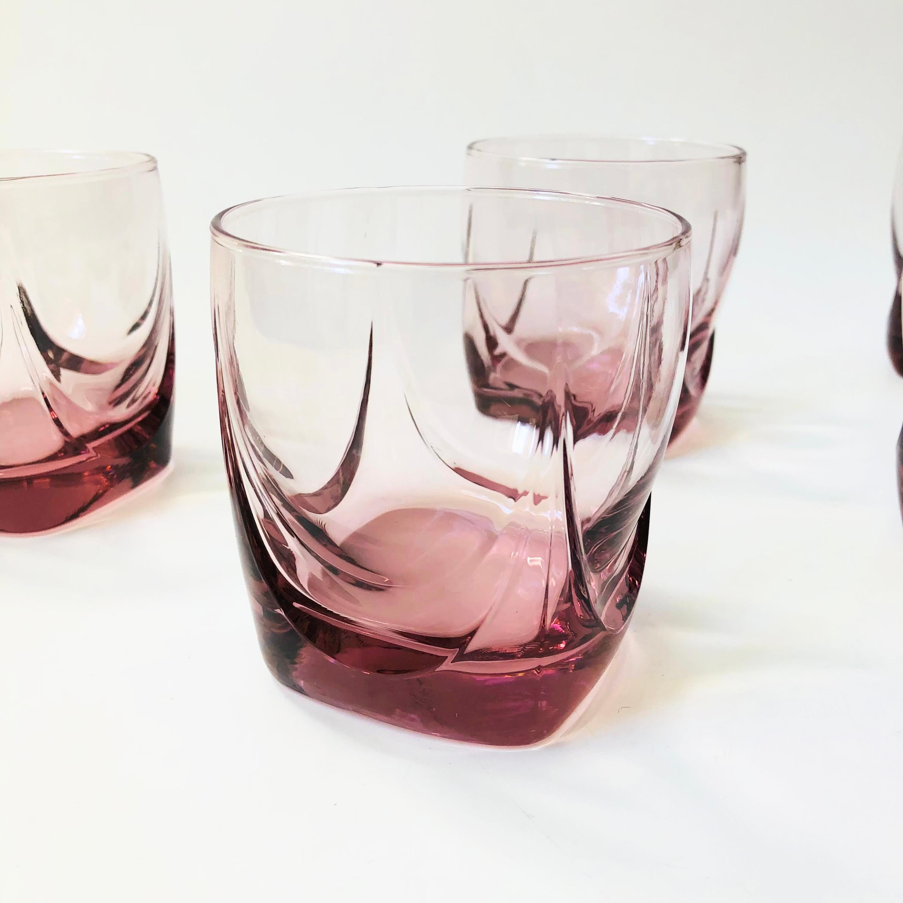 Pink Cocktail Glasses - Set of 6 In Good Condition For Sale In Vallejo, CA