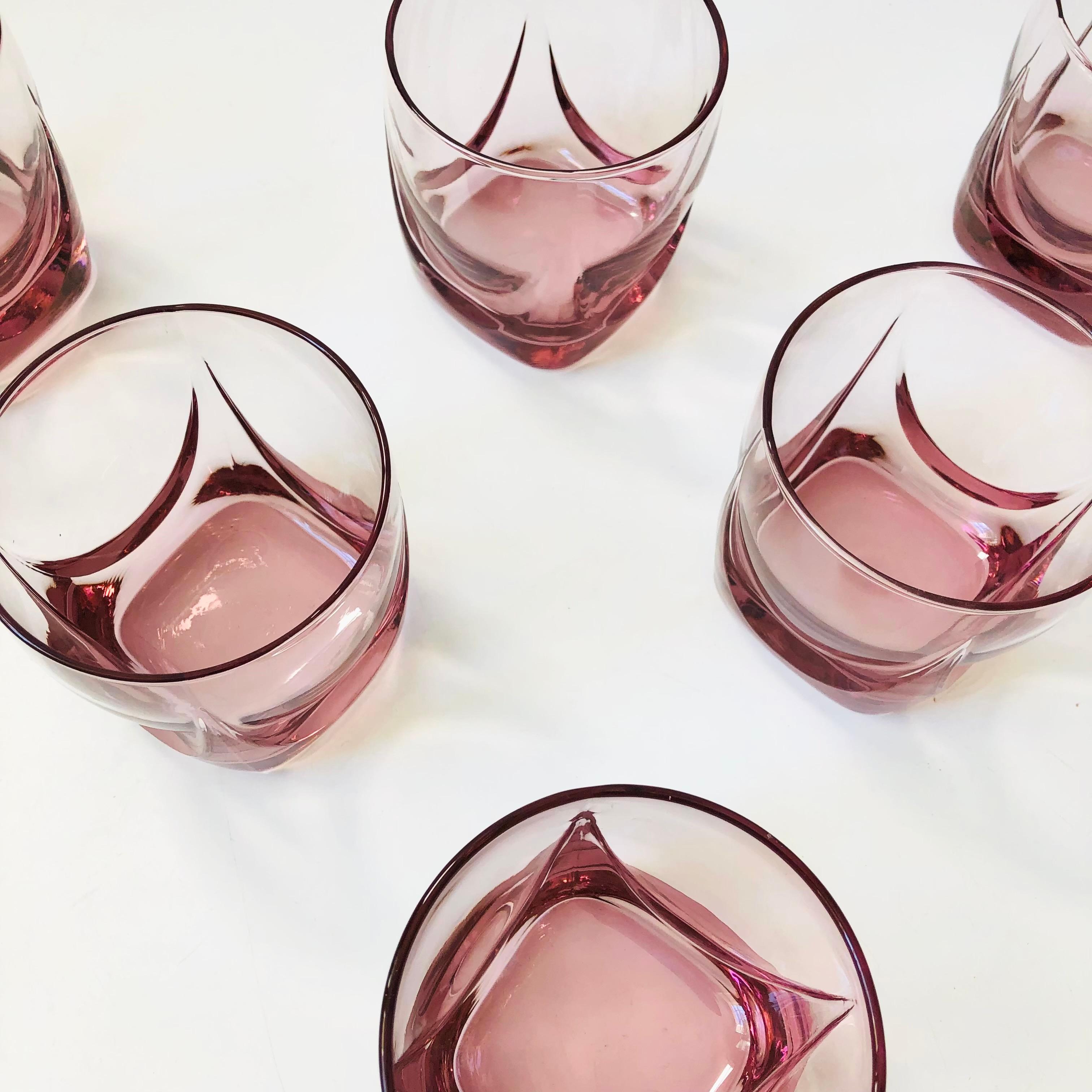 20th Century Pink Cocktail Glasses - Set of 6 For Sale