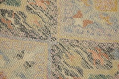 Türkischer Oushak-Läufer aus handgewebter Wolle in Rosa mit geometrischem Design, 3' x 12'3"