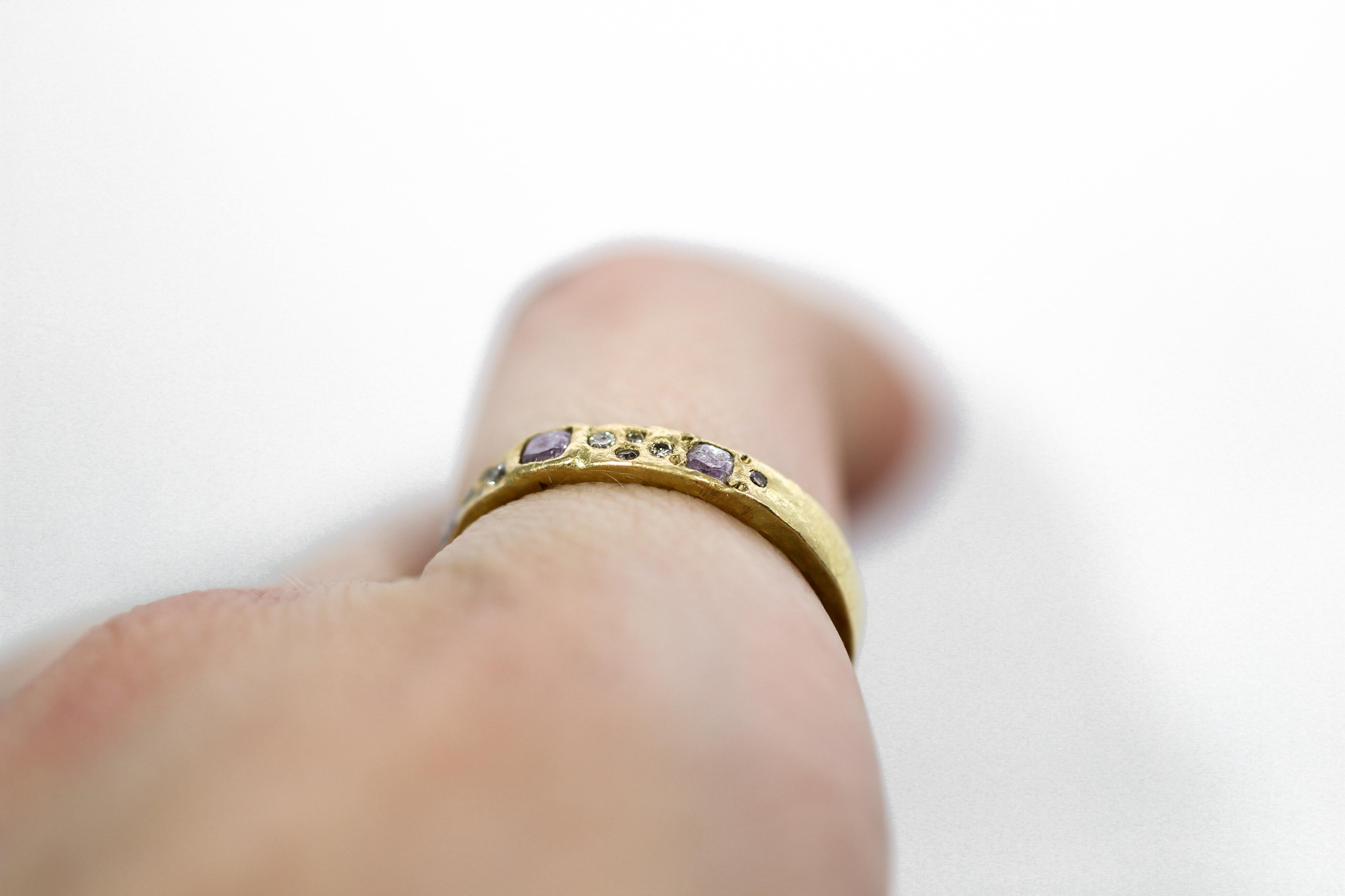 Pink Color Diamonds 18 Karat Gold Alternative Engagement Bridal Handmade Ring For Sale 2