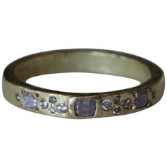 Pink Color Diamonds 18 Karat Gold Alternative Engagement Bridal Ring Handmade