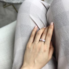 Pink Conch Pearl and Marquise Diamond and Round Diamond Engagement Ring