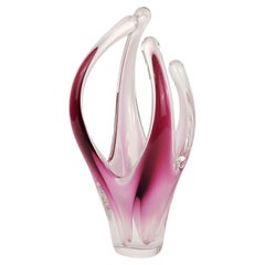 Pink Coquille Crystal Art Sculpture Vase Scandinavian Glass Flygsfors