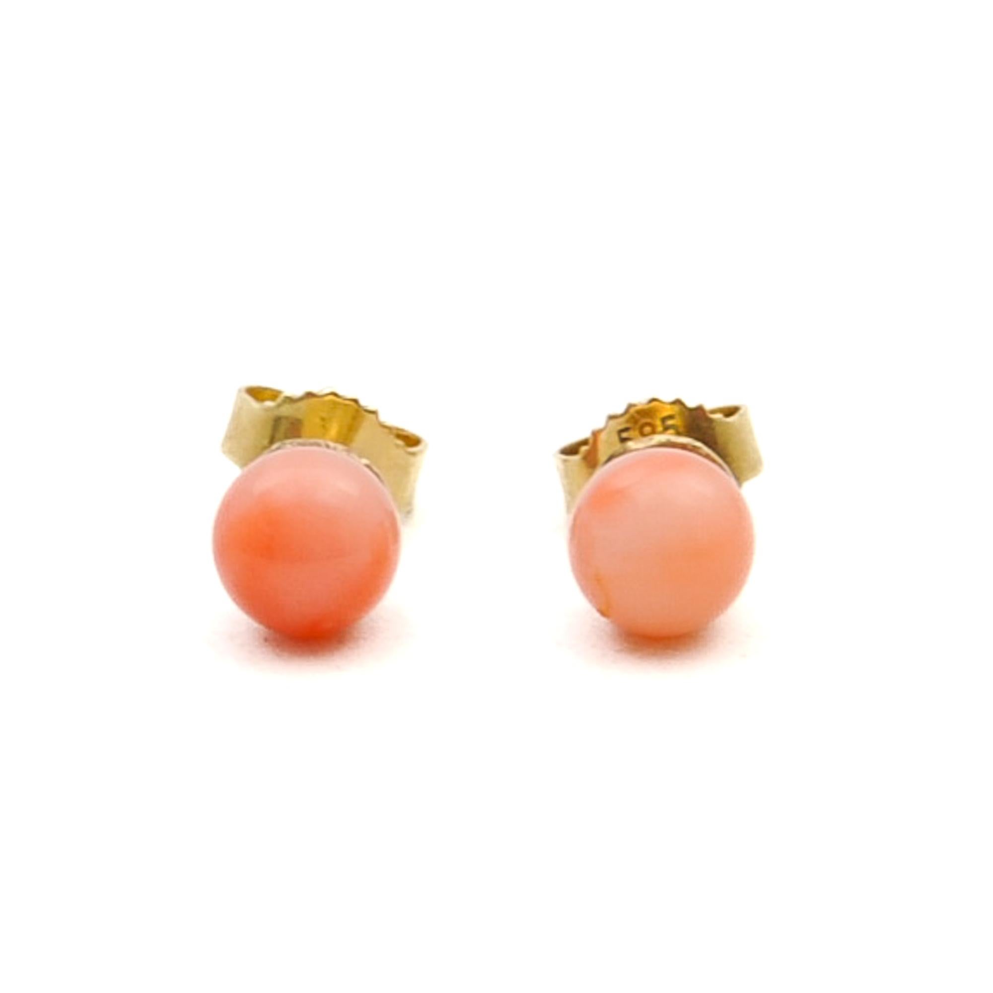 pink coral stud earrings