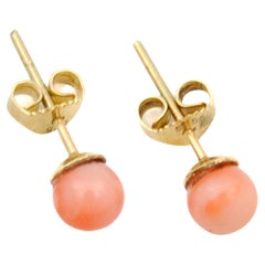 Boucles d'oreilles vintage en or 14 carats avec corail