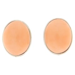 Pink Coral 18 Karat White Gold Stud Earrings