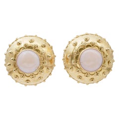 Pendientes Coral Rosa, Oro Amarillo 18 Kilates