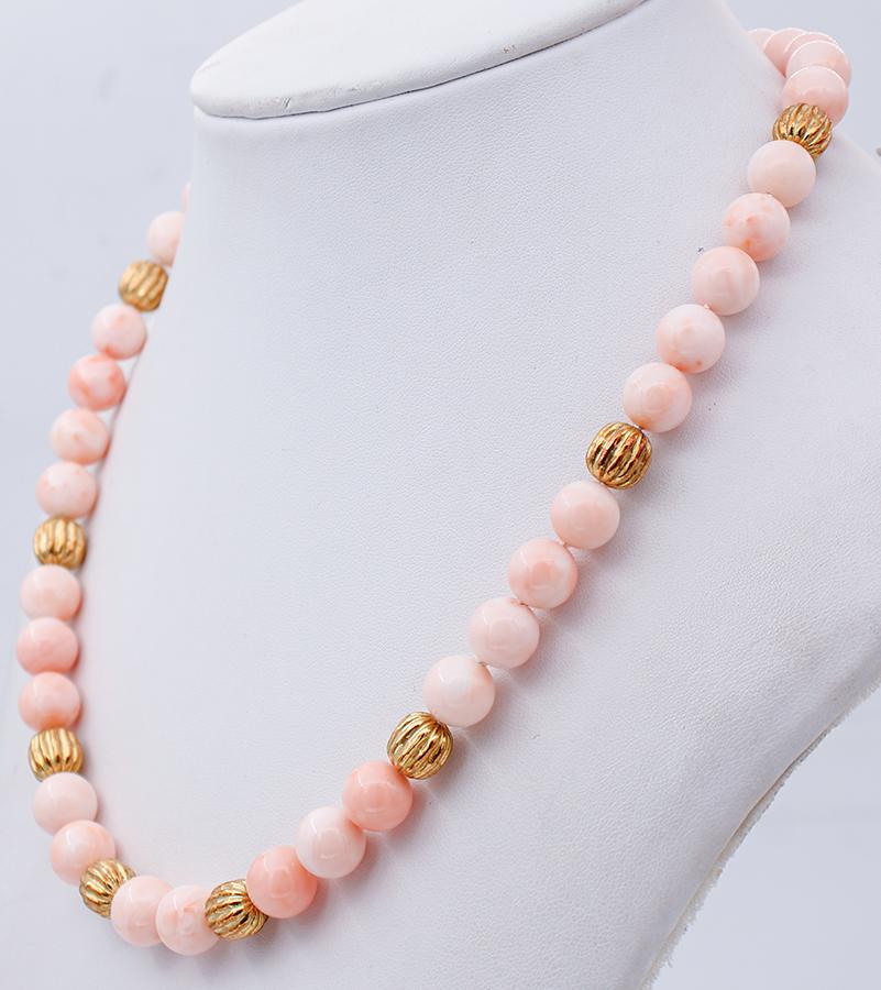 pink and gold coral necklace