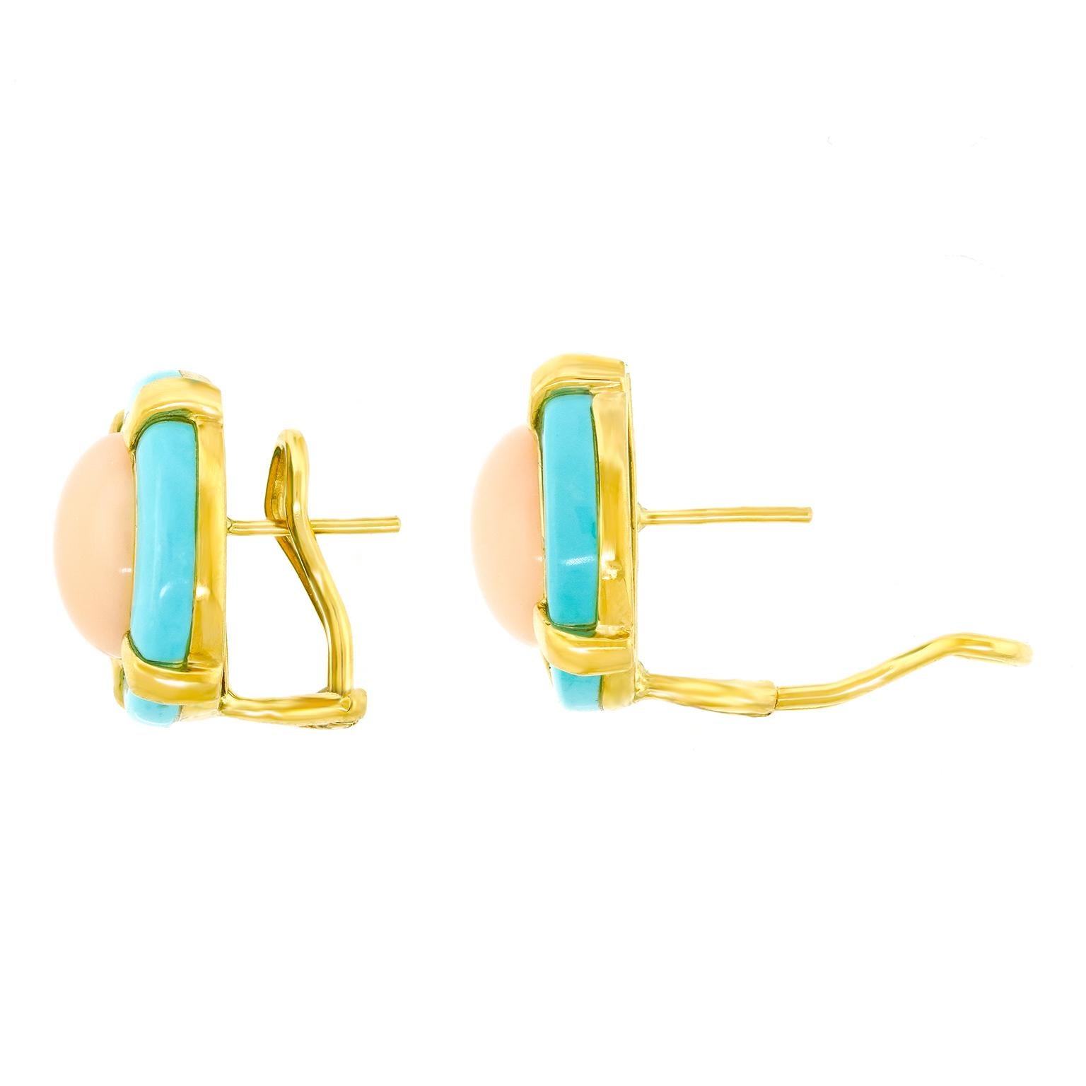 Pink Coral and Turquoise Earrings 2