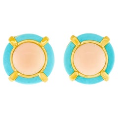Pink Coral and Turquoise Earrings