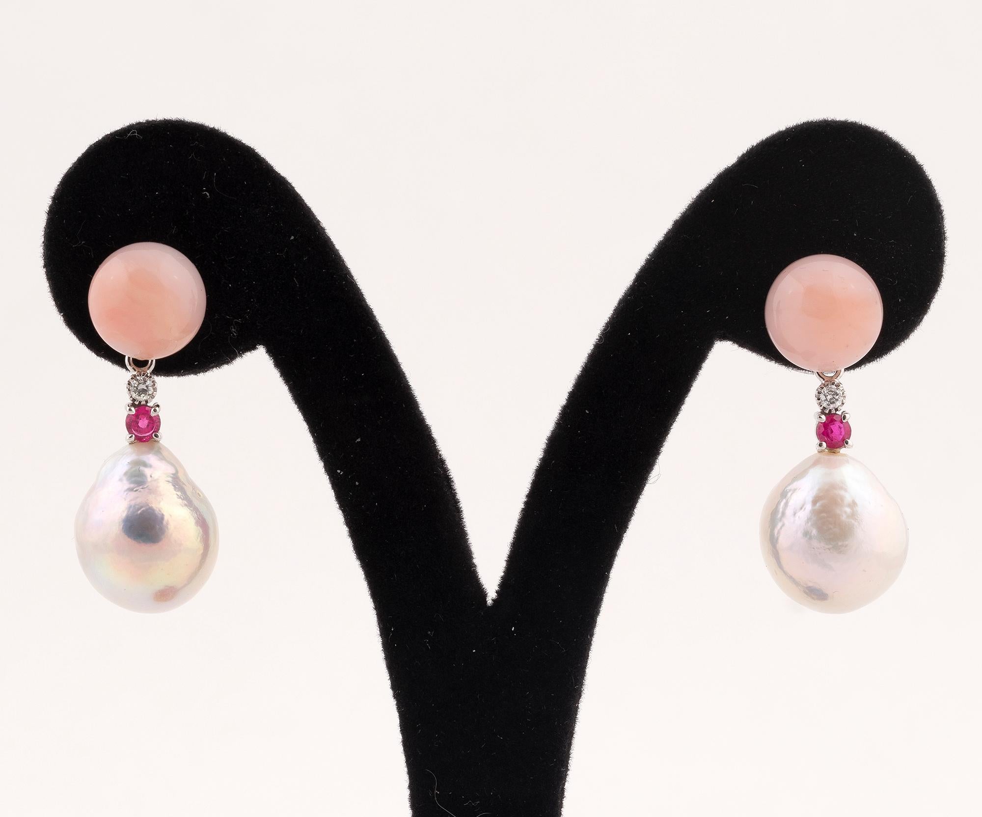 pink baroque pearl earrings