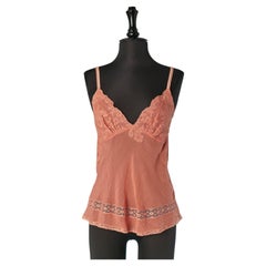 Pink cotton and silk top with lace inset LOLITA LEMPICKA