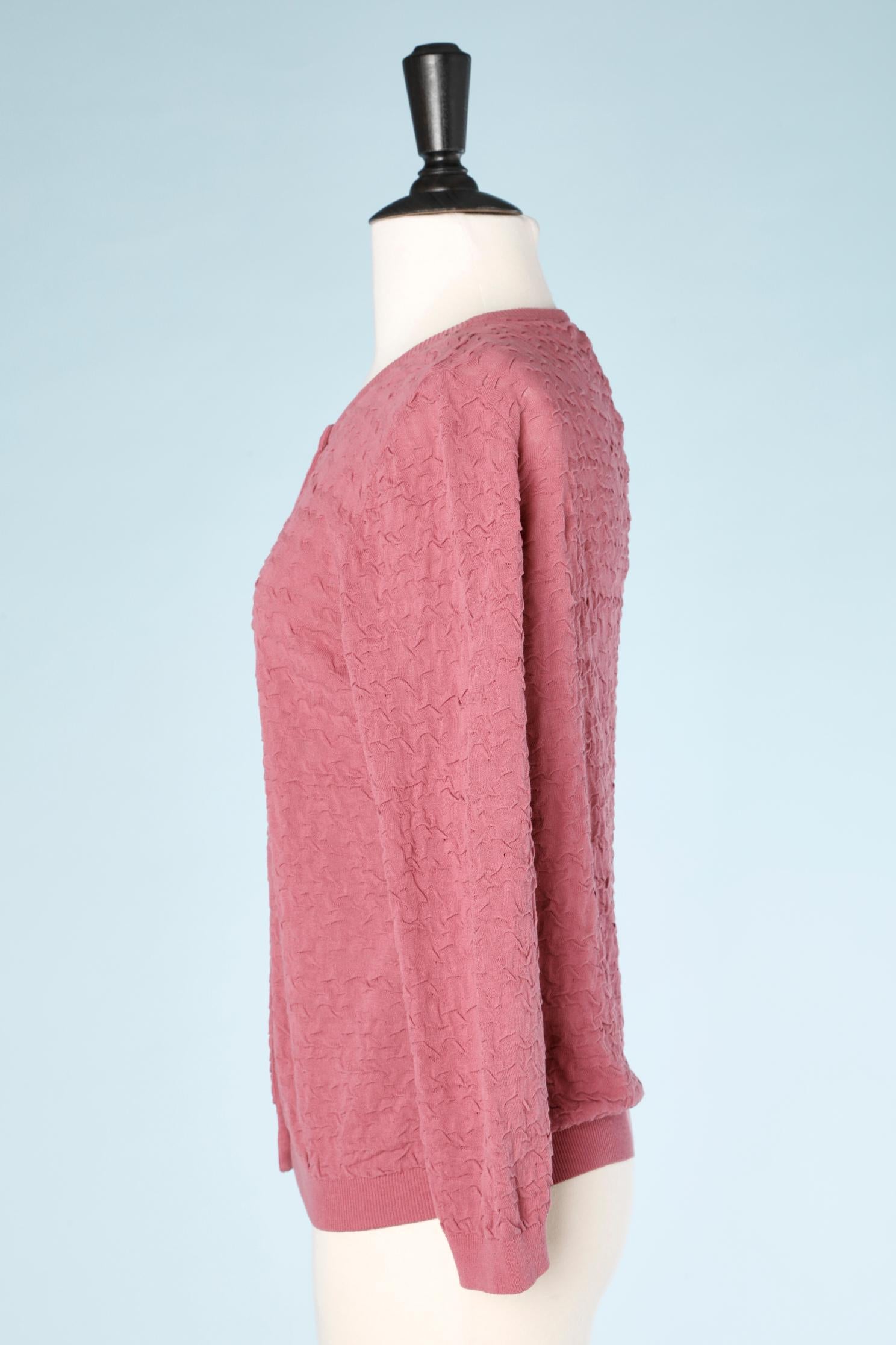 Rosa Jacquard-Strickjacke aus Baumwolle MOSCHINO (Pink) im Angebot